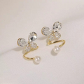 Tangled Korean Pearl Earrings – Golden Silver (PQT-994)
