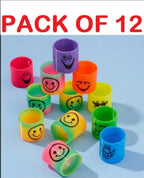 Pack of 12 Magic Slinky Spring Finger Fidget Toys – Stress Relief Sensory Toy for Kids &amp; Adults, Fun Party Favors and Learning Activity, Multicolor