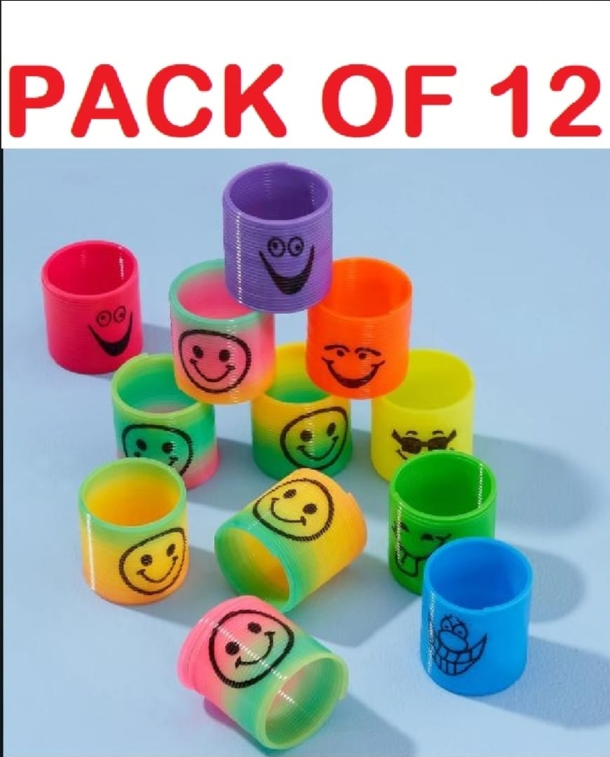 Pack of 12 Magic Slinky Spring Finger Fidget Toys – Stress Relief Sensory Toy for Kids &amp; Adults, Fun Party Favors and Learning Activity, Multicolor