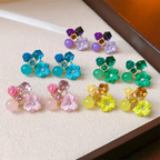 Flower Crystal Korean Earrings – Elegant Women’s Fashion Jewelry in Multiple Colors (Black, Blue, Red, Yellow, Green, Sky Blue, Purple, Light Pink, Dark Pink (AXT-104)