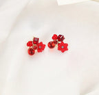 Flower Crystal Korean Earrings – Elegant Women’s Fashion Jewelry in Multiple Colors (Black, Blue, Red, Yellow, Green, Sky Blue, Purple, Light Pink, Dark Pink (AXT-104)