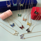 Crystal Butterfly Pendant Necklace for Women – Gold Chain Fashion Jewelry Gift (AWT-108)