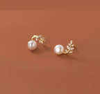 Elegant Leaf Pearl Korean Earrings – Stylish Jewelry for Women, Perfect for Casual &amp; Formal Wear (AWT-103)