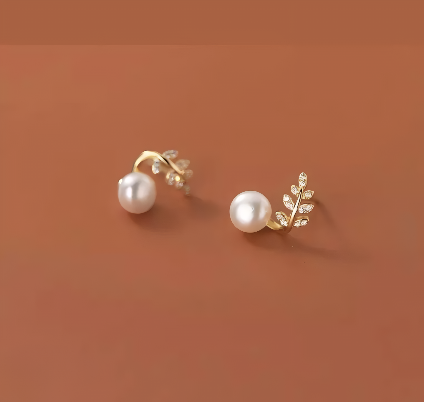 Elegant Leaf Pearl Korean Earrings – Stylish Jewelry for Women, Perfect for Casual &amp; Formal Wear (AWT-103)