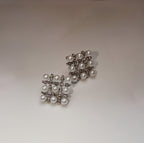 Pearl Square Korean Earrings – Elegant Women’s Fashion Jewelry in Silver and Golden Colors PJT-106