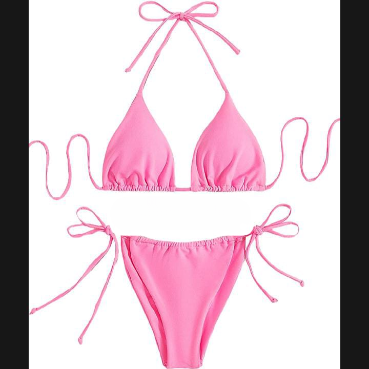 Women’s Bikini Set – Halter Neck Triangle Top &amp; Adjustable Side-Tie Bottom | Stylish Swimwear for Beach &amp; Pool