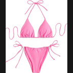 Women’s Bikini Set – Halter Neck Triangle Top &amp; Adjustable Side-Tie Bottom | Stylish Swimwear for Beach &amp; Pool