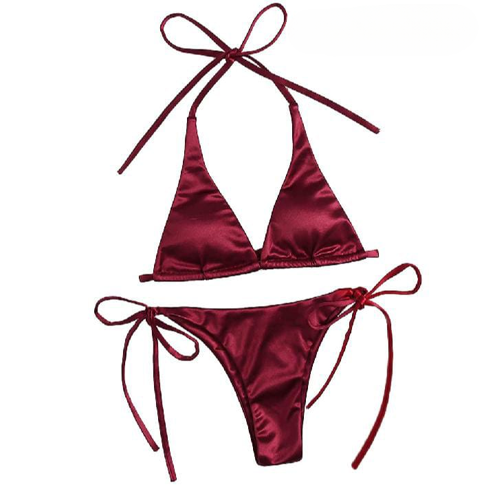 Women’s Bikini Set – Halter Neck Triangle Top &amp; Adjustable Side-Tie Bottom | Stylish Swimwear for Beach &amp; Pool