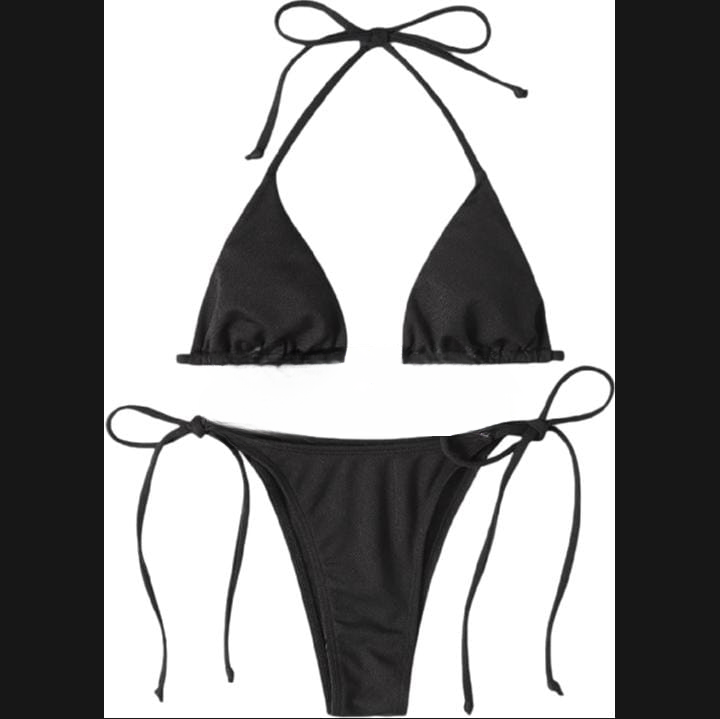 Women’s Bikini Set – Halter Neck Triangle Top &amp; Adjustable Side-Tie Bottom | Stylish Swimwear for Beach &amp; Pool