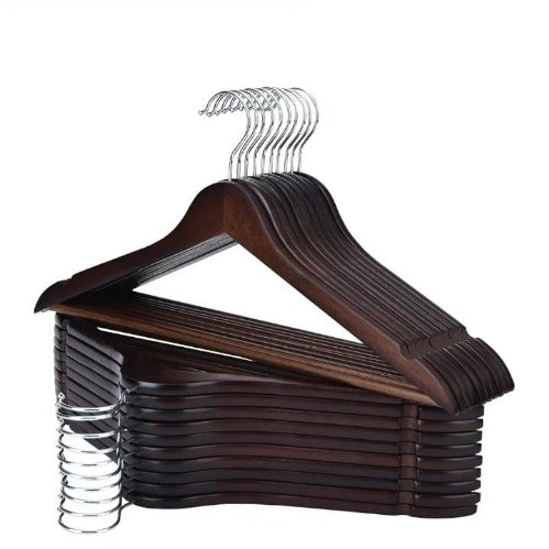 Premium Wooden Hangers – Pack of 20 Durable Slim Hangers with Pants Bar – Smooth Finish for Closet Organization (Brown &amp; Light Wood) (With Box)