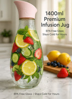 1400ml Hard Glass Water Jug with Lid – Heat-Resistant Pitcher for Water, Juice, Iced Tea, Milk &amp; Beverages