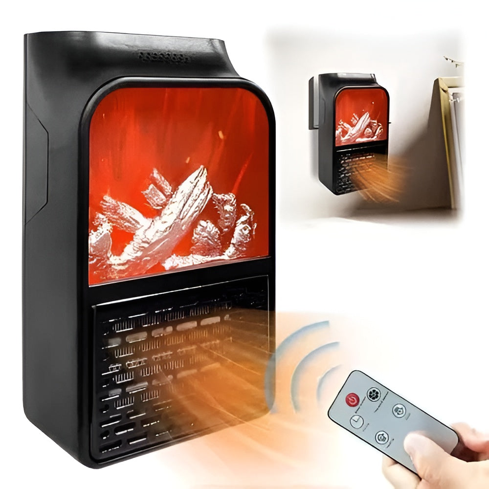 Flame Heater 1000W – Portable Electric Plug-in Room Heater with Flame Effect &amp; Remote Control