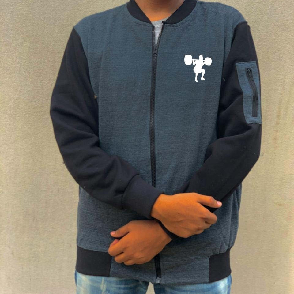 New Winter Collection Charcoal Grey Gym Printed Zipper Jacket for Men &amp; Boys – French Fleece, Premium Quality, Stylish &amp; Comfortable Winter Wear