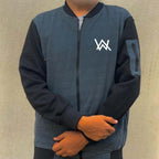 NEW Winter Collection Charcoal Grey WA Printed Zipper Jacket for Men &amp; Boys – Premium Fleece Material, Stylish Bomber Design, Full Front Zipper Closure