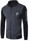 New Winter Collection Charcoal Grey Leaf Printed Zipper Jacket for Men &amp; Boys – Warm &amp; Stylish Fleece Outerwear