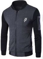 New Winter Collection Charcoal Grey Leaf Printed Zipper Jacket for Men &amp; Boys – Warm &amp; Stylish Fleece Outerwear