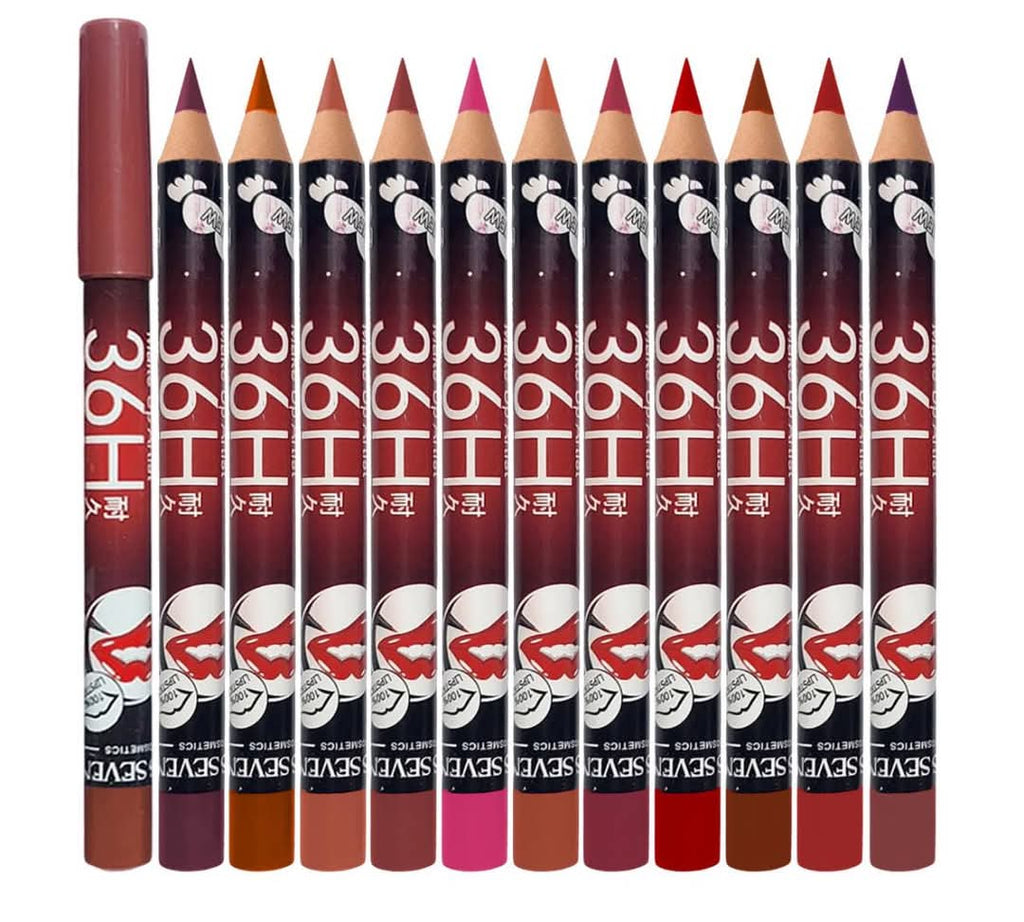 36H Jumbo Lip Liner Pencil Pack – Long-Lasting Nude, Red &amp; Pink Shades for Smooth Lip Definition