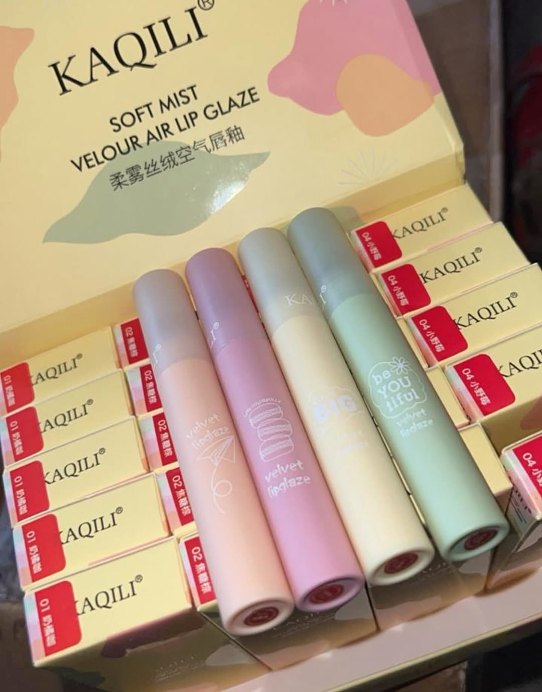 Kaqili Soft Mist Lipgloss – Velour Air Lip Glaze, Lightweight Matte Finish, Long-Lasting Hydration &amp; Smooth Texture – Shades 1, 2, 3, 4