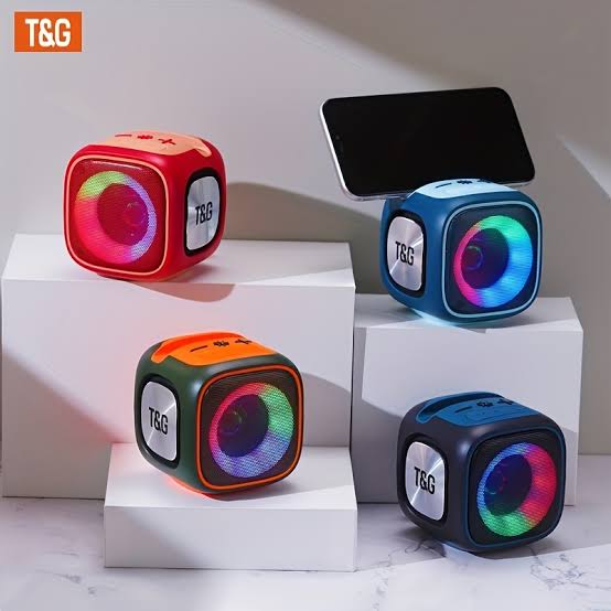 T&amp;G Portable Bluetooth Speaker with LED Lights, Phone Holder &amp; Powerful Bass – Wireless, USB, TF Card &amp; AUX Support – Model X-911