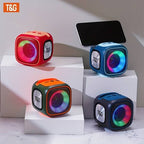 T&amp;G Portable Bluetooth Speaker with LED Lights, Phone Holder &amp; Powerful Bass – Wireless, USB, TF Card &amp; AUX Support – Model X-911