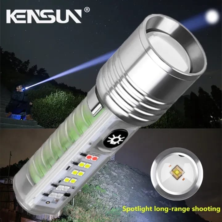 520A Multifunctional Zoom Flashlight | Rechargeable Torch with White, Red, Blue &amp; UV LED + White Laser