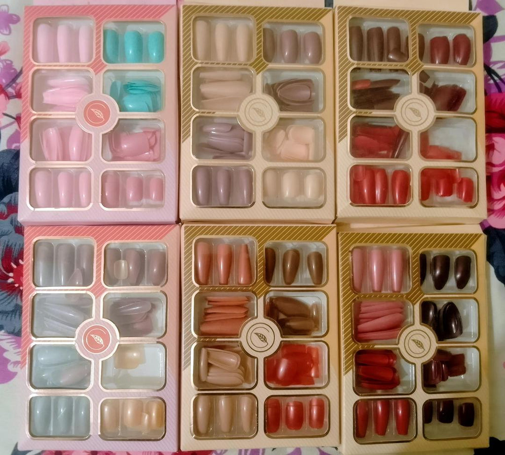 96 Pcs Fake Nails Set – Nude, Red &amp; Multicolor ABS Plastic Nail Tips, Durable &amp; Easy-to-Apply, Smooth Finish for DIY Nail Art &amp; Professional Manicure