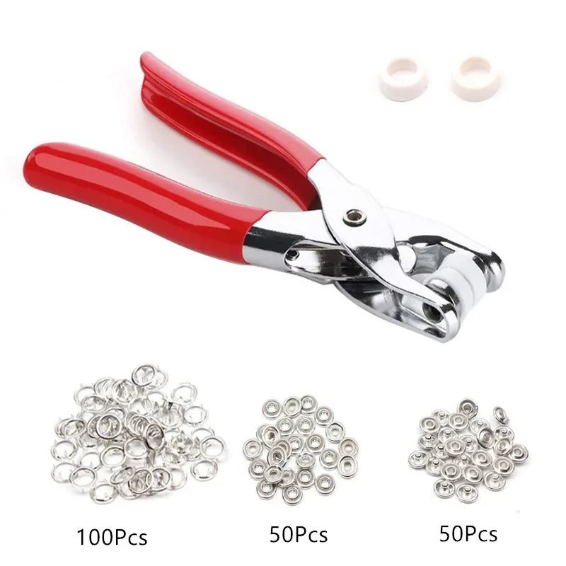 Plier Tool with 50 Sets Metal Snap Buttons – Thickened Snap Fastener Kit for DIY Crafting, Sewing, Leather, Bags, Clothes &amp; Accessories, Durable &amp; Easy to Use Installation