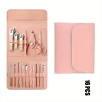 16pcs Professional Manicure &amp; Pedicure Set – Nail Clippers, Cuticle Nippers &amp; Grooming Tools with Travel Case (Random color)