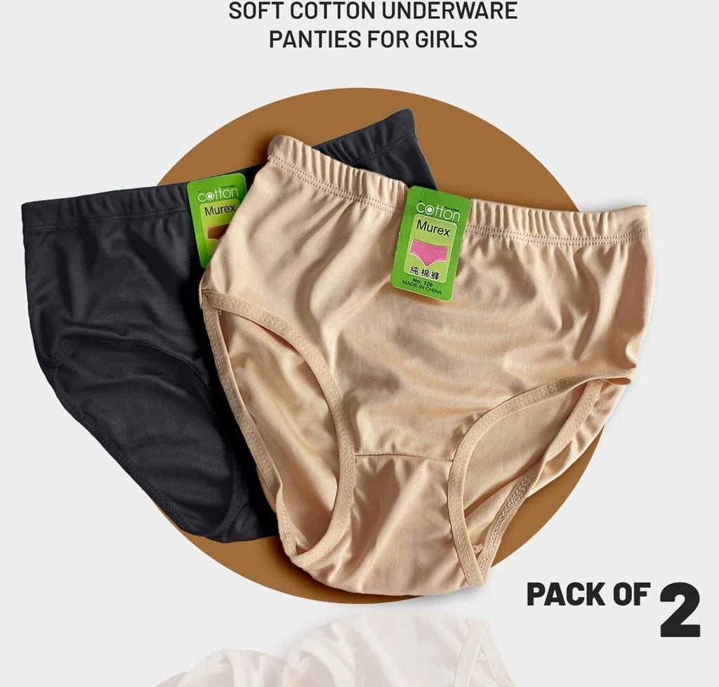 Pack of 2 Cotton Panties – Comfortable &amp; Lightweight Plain Design (S, M, L )(Random color)