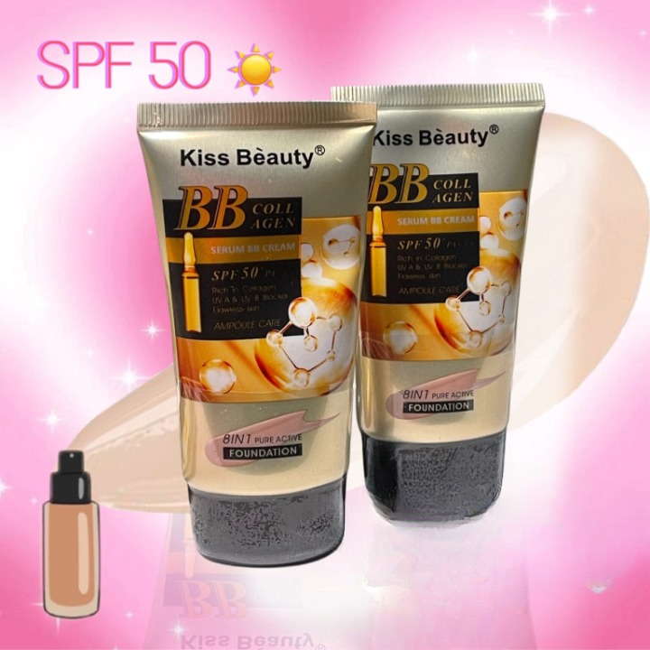 8-in-1 BB Collagen Liquid Foundation – Full Coverage, Long Lasting &amp; Hydrating (65ml, Shades 110 &amp; 115)