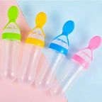 Silicone Baby Spoon Squeezing Feeding Bottle Feeder – Soft, Safe &amp; Easy Baby Food Dispenser (Random color)