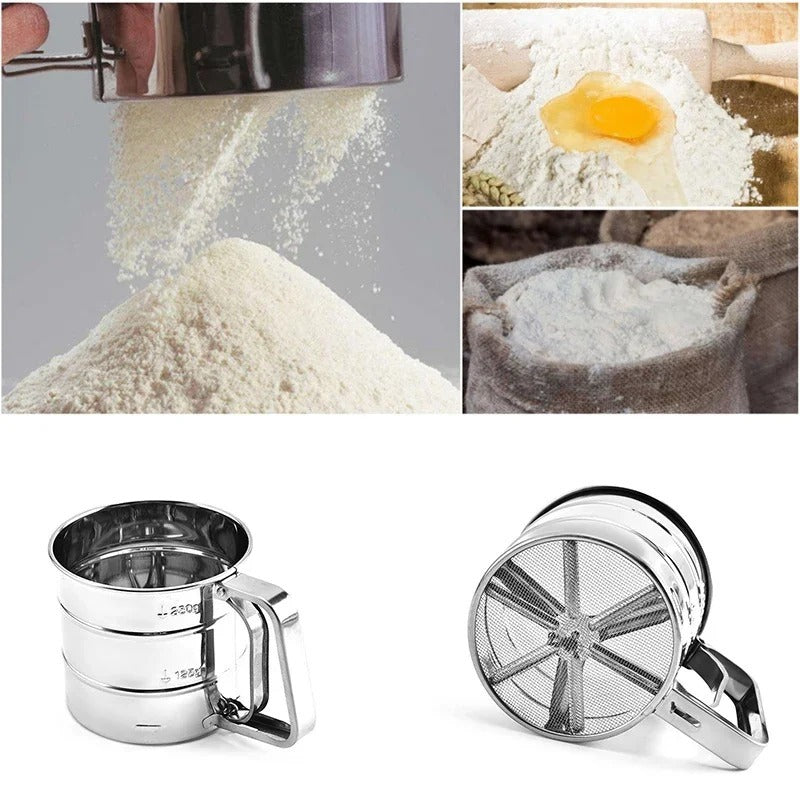 Stainless Steel Flour Sieve Cup – Handheld Baking Sifter for Flour, Sugar &amp; Powdered Ingredients
