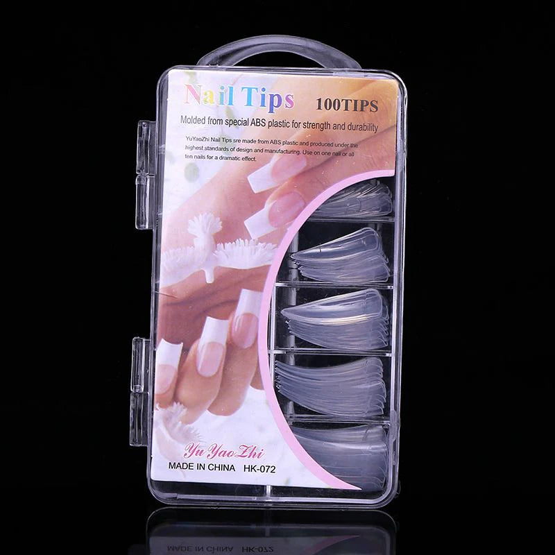 Nail Tips 100 Pcs / Transparent &amp; Natural Color Artificial Nails | Premium Quality Long-Lasting DIY False Nails for Elegant