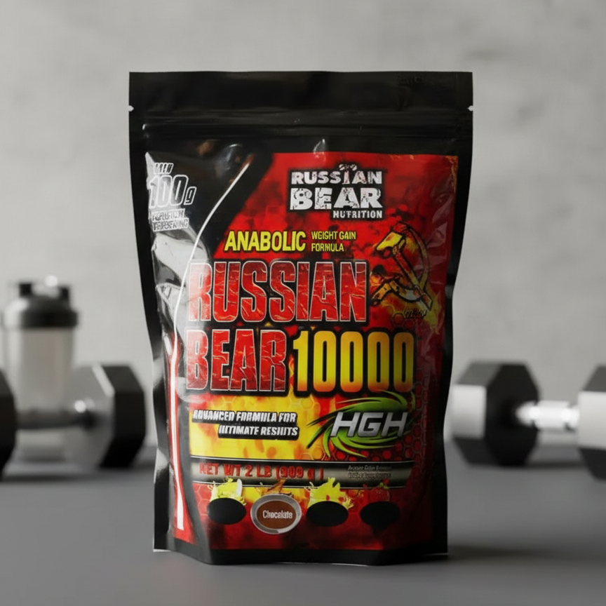 Russian Bear 10000 – Chocolate Anabolic Weight Gain Formula | High-Calorie Mass Gainer for Extreme Muscle - 2lbs Growth & Strength