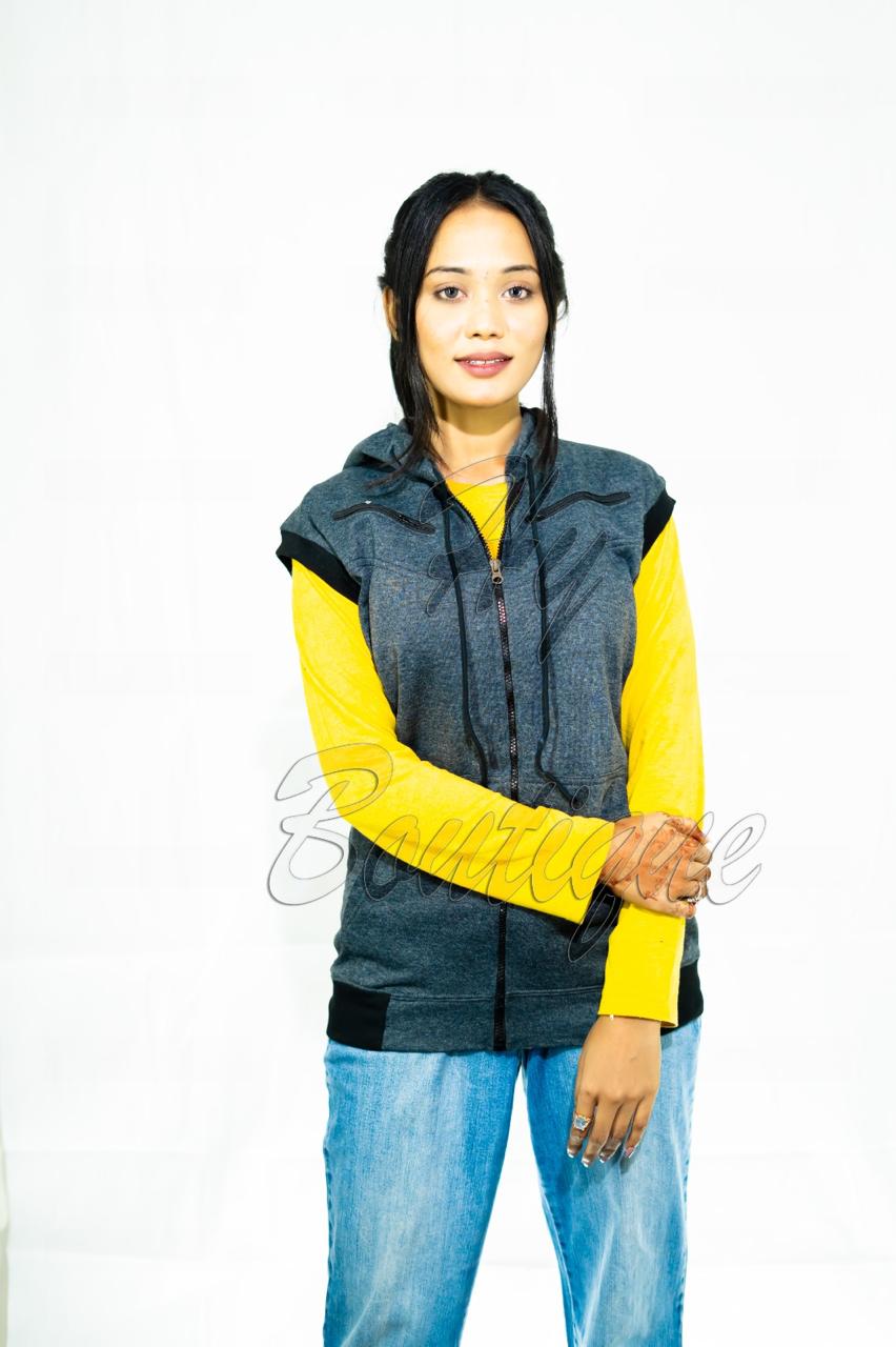 Winter Collection Dark Grey Sleeveless Jacket for Women | Stylish & Warm Body Warmer | Trendy Winter Layering Outerwear