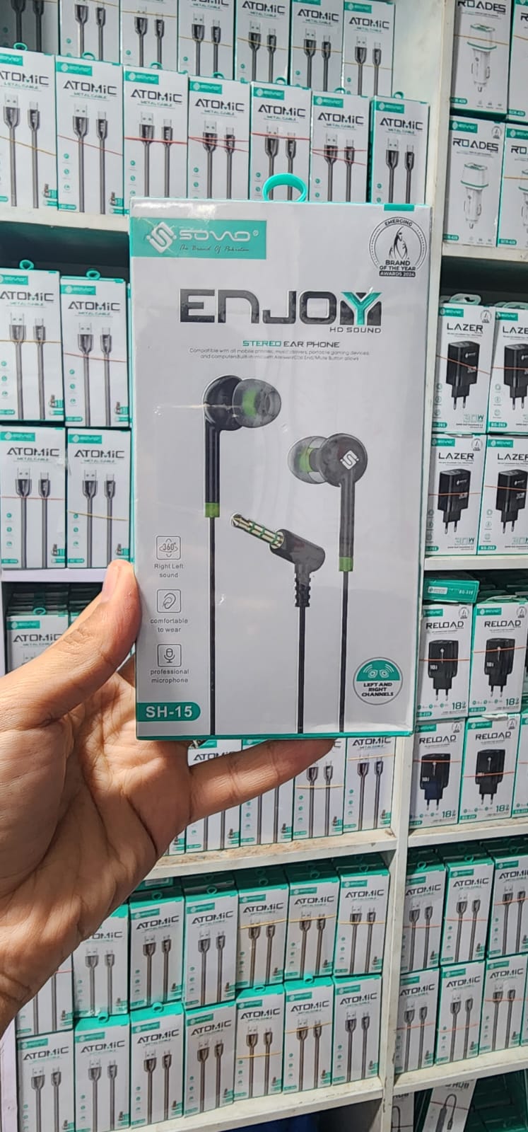 SOVO SH-15 Stereo Earphone Handsfree – High Quality Wired Earphones with Deep Bass, Clear Sound & Comfortable Fit for Calls & Music