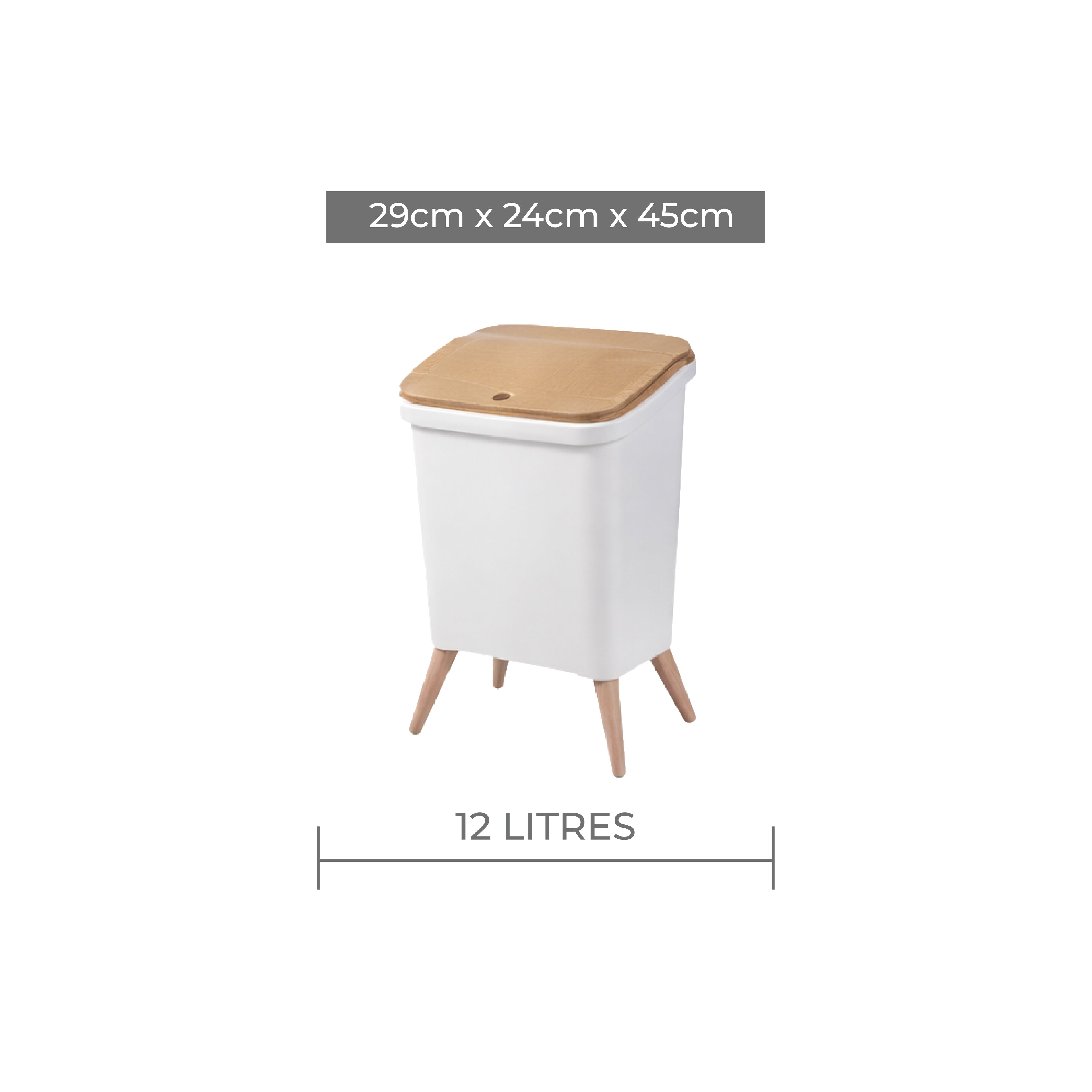 Royal Wooden Trash Bin with Lid | Minimalist Dustbin for Kitchen, Bedroom & Office