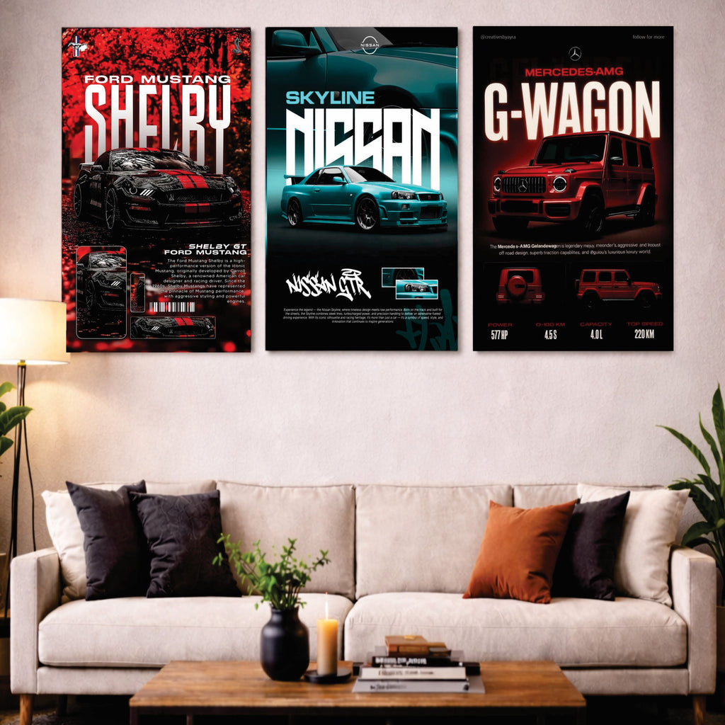 Set of 3 Premium Wall Art Photo Tiles – Modern Home Decor Sets 8x11