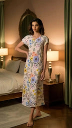 Misty Charm 3 Piece Nightwear Set for Women – Free Size Soft Jersey Interlock Nighty with Panty & Poni