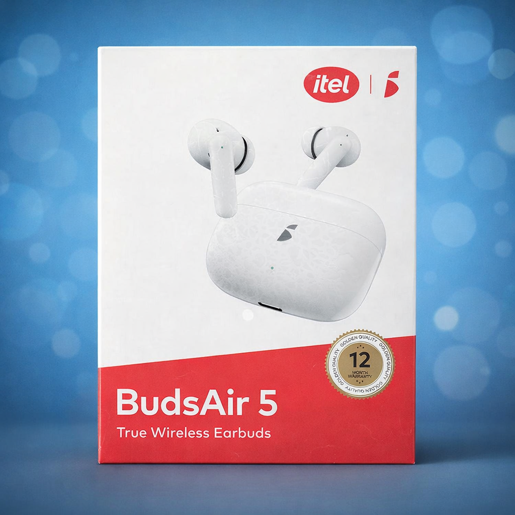 Itel BudsAir 5 True Wireless Earbuds – Bluetooth 5.4, 36 Hours Playtime & Deep Bass Audio