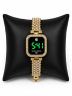 Elegant Female Touch Screen LED Watch With Sparkling Stones Stylish Alloy Construction Trendy Formal And Casual Daily Wear