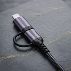 Original 2-in-1 Type-C and Lightning to 3.5mm Headphone Jack Adapter Dual Connector Handfree Audio Converter Direct Plug and Play No Bluetooth Required