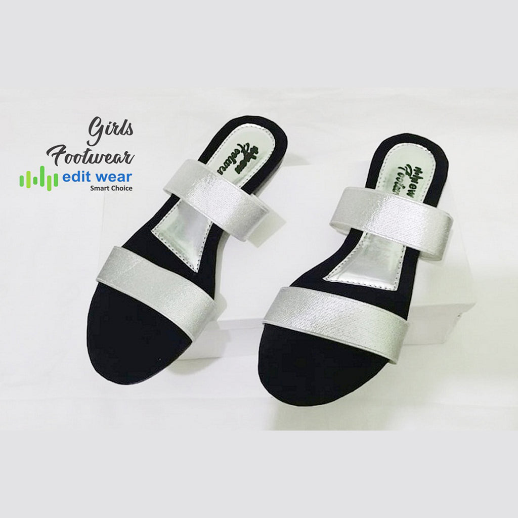 Ladies Casual & Party Wear Flat Slippers – Stylish Elastic Work Design | Comfortable Indoor & Outdoor Sandals for Women