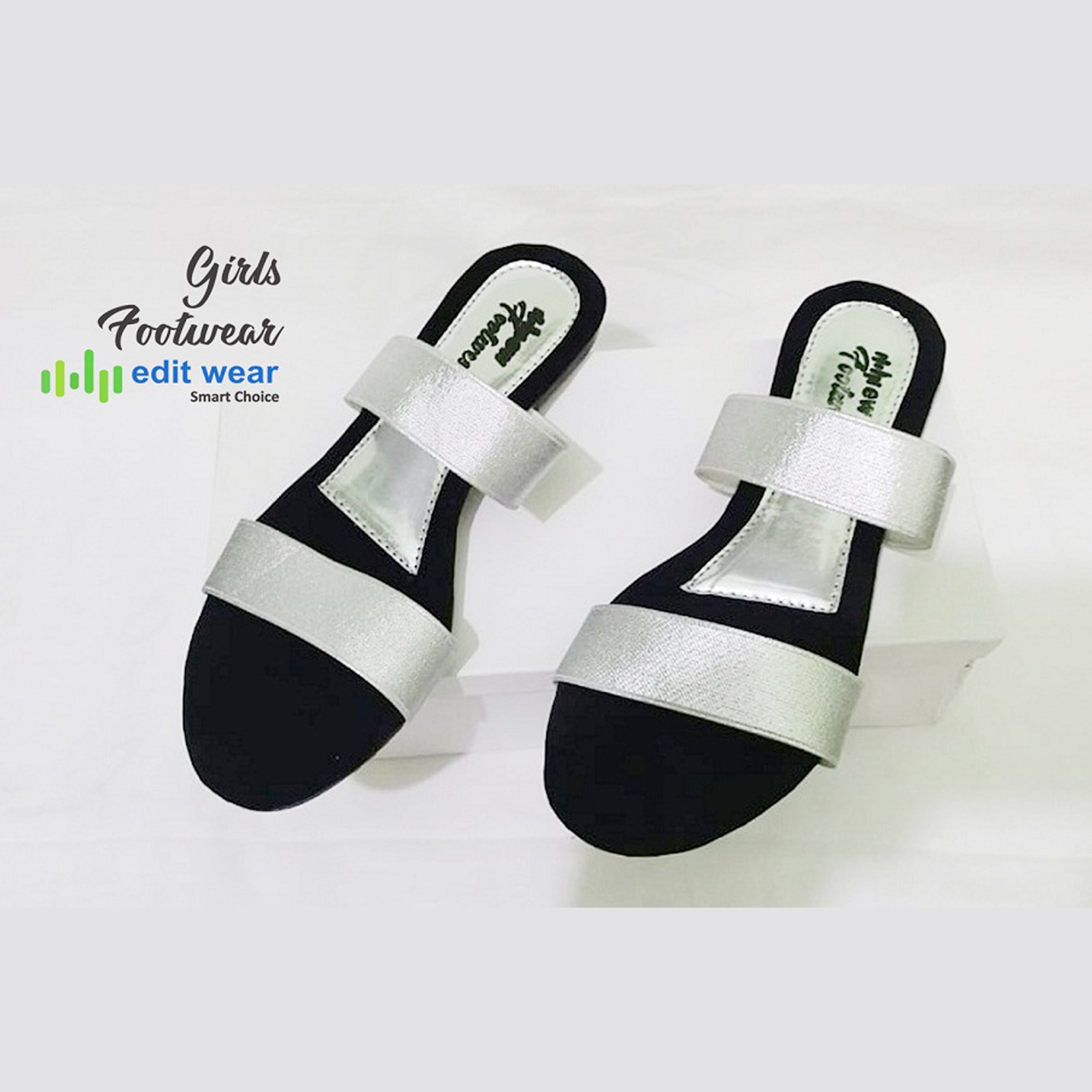 Ladies Casual & Party Wear Flat Slippers – Stylish Elastic Work Design | Comfortable Indoor & Outdoor Sandals for Women