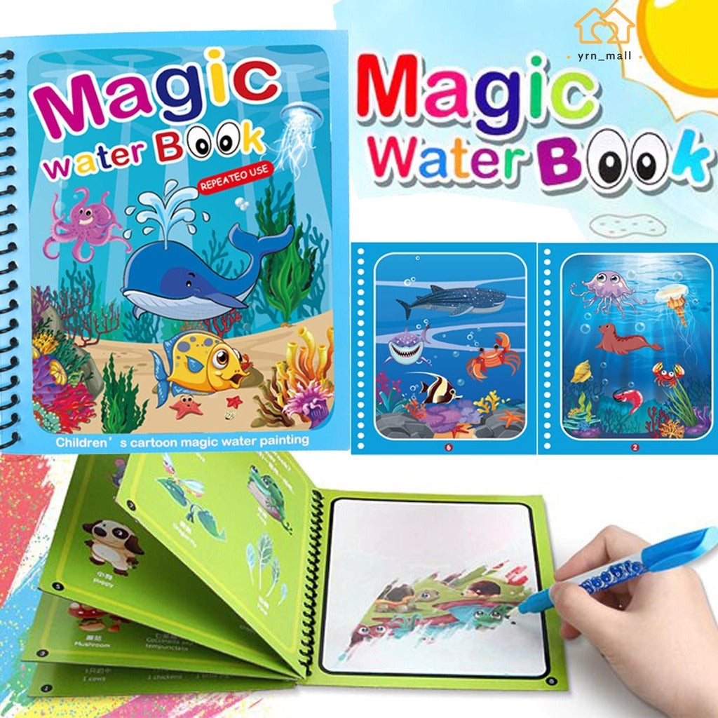Magic Water Book Painting Drawing Coloring Board Book Doodle &amp; Magic Water Pen(random book )
