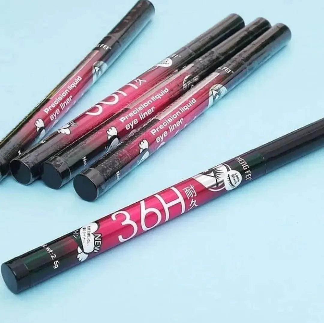 (Pack of 06) YANQINA 36H Precision Liquid Waterproof Eyeliner Pencil | Eye Liner (Black)