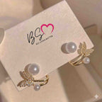 AXJ-161 Butterfly Pearl Korean Earrings – Elegant Design, Stylish Accessory for Women