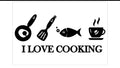 Acrylic Mirror Kitchen Symbols Wall Decoration – "I Love Cooking" Black Acrylic 3D Wall Art Sticker Decals (16x48)