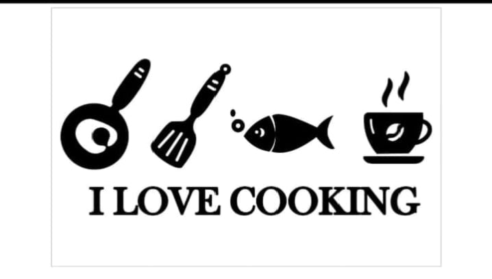 Acrylic Mirror Kitchen Symbols Wall Decoration – "I Love Cooking" Black Acrylic 3D Wall Art Sticker Decals (16x48)