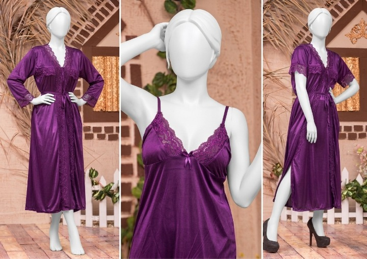 2 PCs Silk Splendor Satin Nightwear Set – Elegant & Comfortable Sleepwear SKU R-003 Free Size